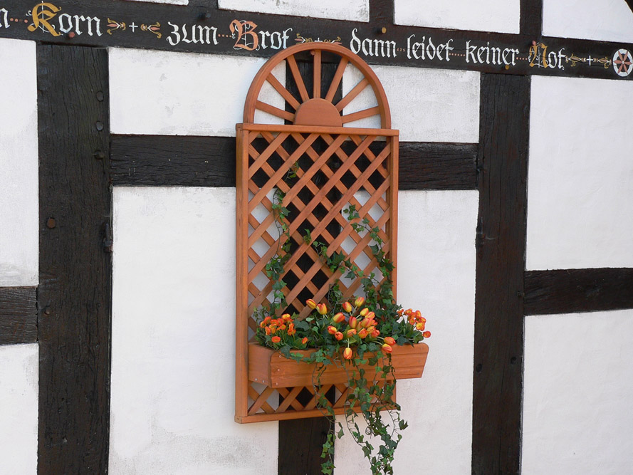 Wandgitter mit Pflanzkasten - Blumenkasten - Blumenkbel Blumenrankgitter  Holz | eBay.de